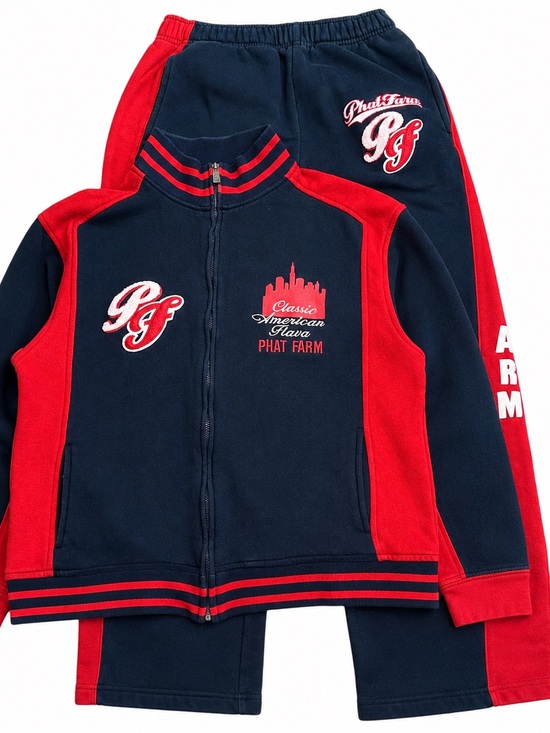 Phat Farm Other - Phat Farm Tracksuit Set Youth L 14 16 Red Black Full Zip Jacket Pants Y2K